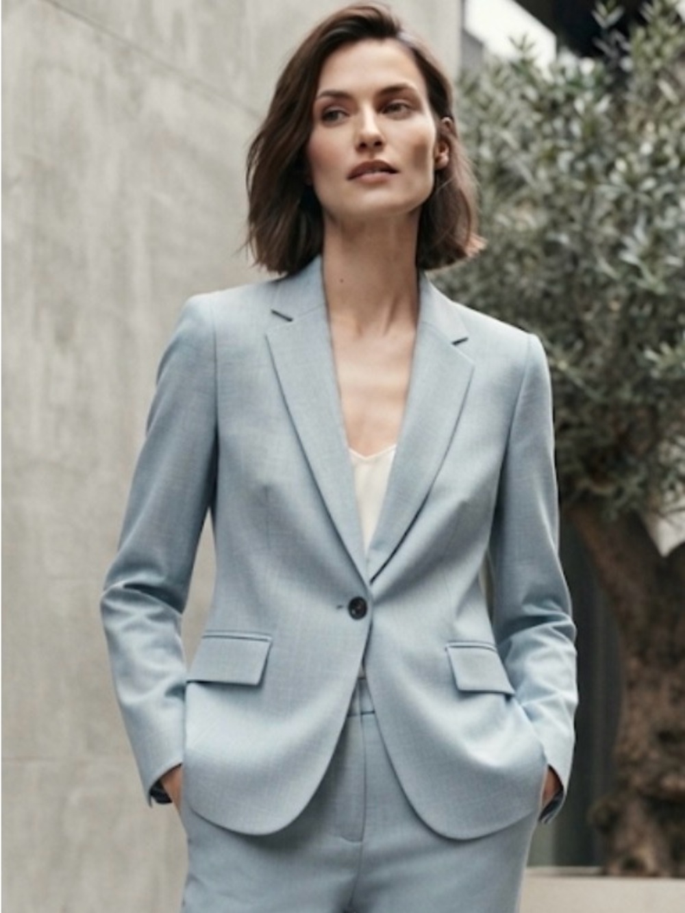 Ann Taylor Light Blue Single-Button Tailored Blazer